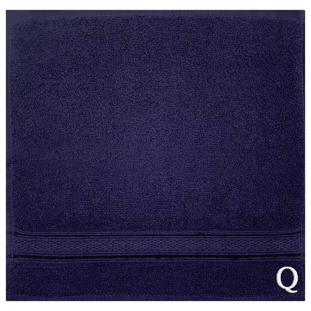 Byft - Letter Q Monogrammed Face Towel - 30 x 30 cm - 6pcs - Navy Blue