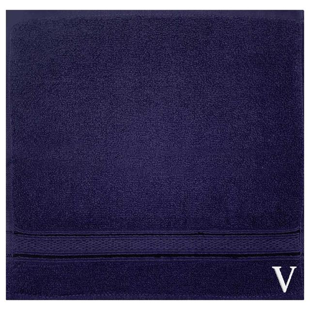 Byft - Letter V Monogrammed Face Towel - 30 x 30 cm - 6pcs - Navy Blue