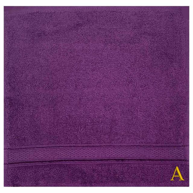 Byft - Letter A Monogrammed Face Towel - 30 x 30 cm - 6pcs - Purple