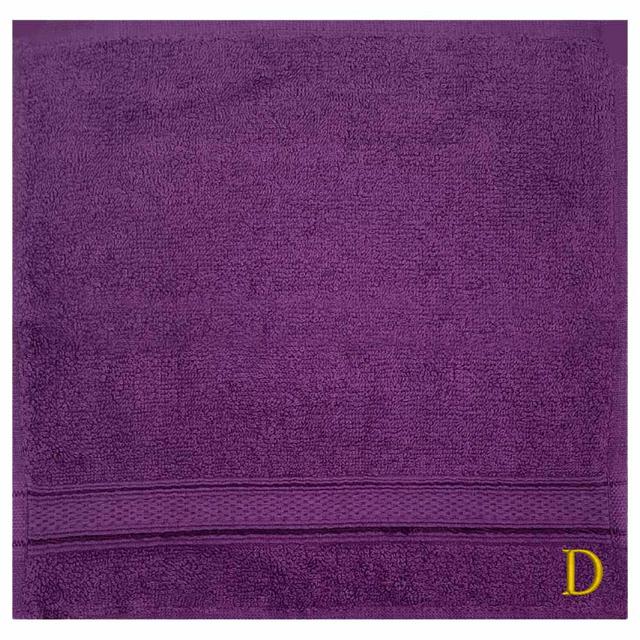 Byft - Letter D Monogrammed Face Towel - 30 x 30 cm - 6pcs - Purple