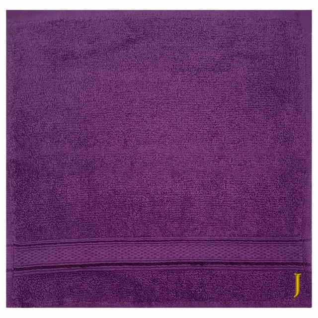 Byft - Letter J Monogrammed Face Towel - 30 x 30 cm - 6pcs - Purple