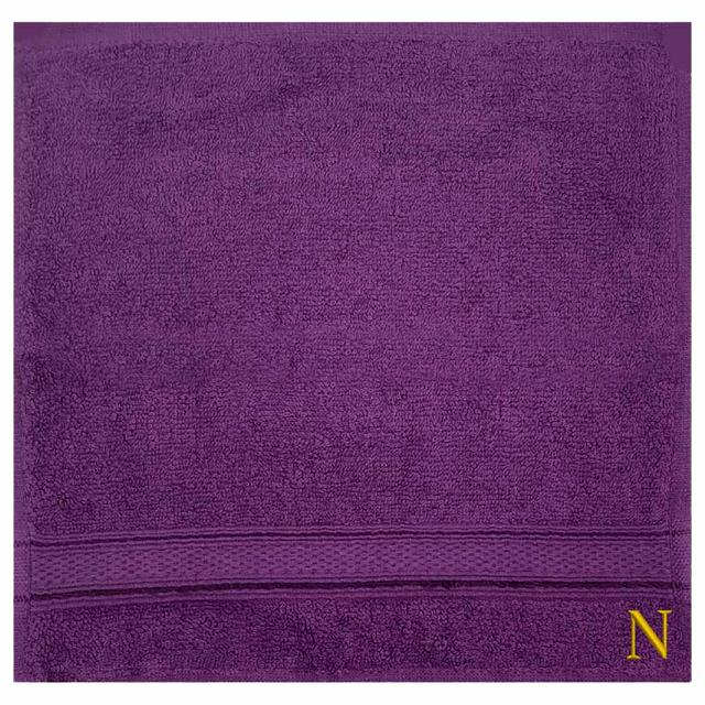 Byft - Letter N Monogrammed Face Towel - 30 x 30 cm - 6pcs - Purple