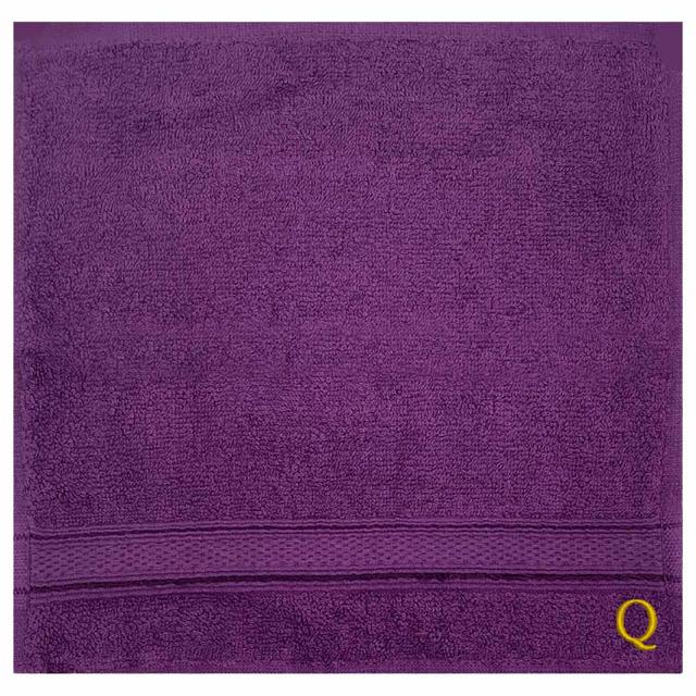 Byft - Letter Q Monogrammed Face Towel - 30 x 30 cm - 6pcs - Purple