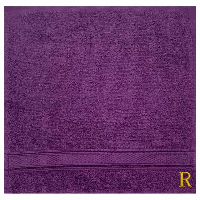 Byft - Letter R Monogrammed Face Towel - 30 x 30 cm - 6pcs - Purple