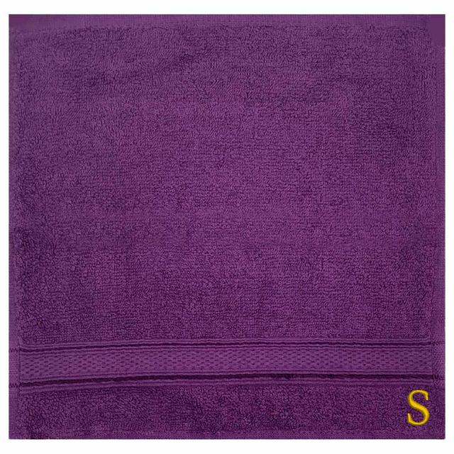 Byft - Letter S Monogrammed Face Towel - 30 x 30 cm - 6pcs - Purple