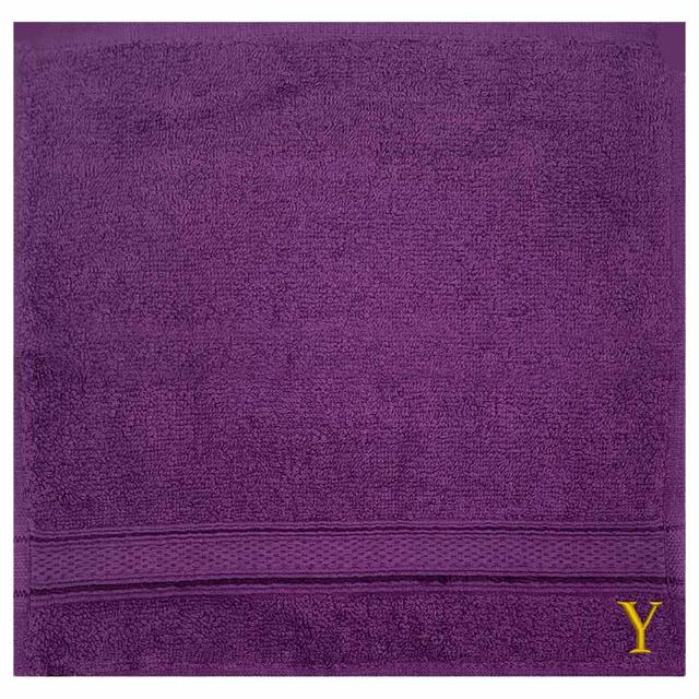 Byft - Letter Y Monogrammed Face Towel - 30 x 30 cm - 6pcs - Purple