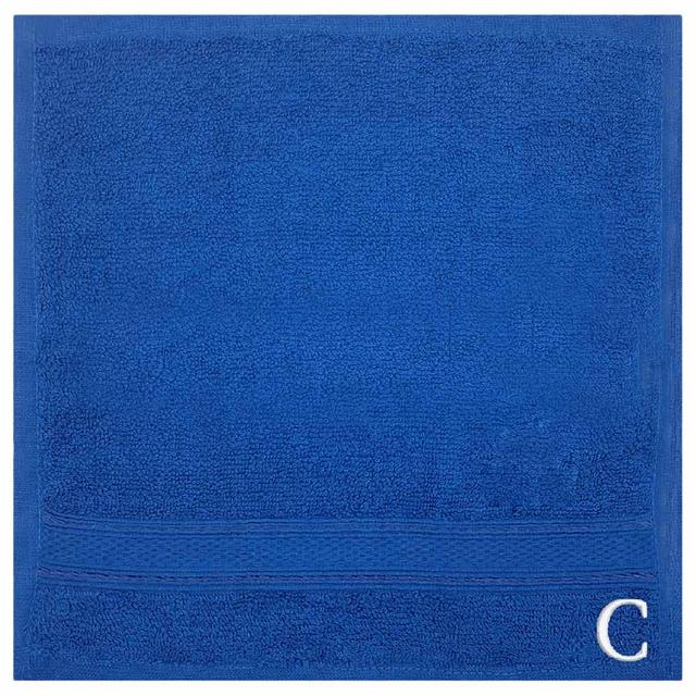 Byft - Letter C Monogrammed Face Towel - 30 x 30 cm - 6pcs - Royal Blue