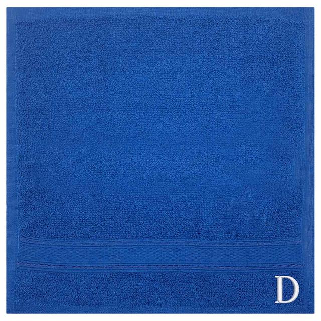 Byft - Letter D Monogrammed Face Towel - 30 x 30 cm - 6pcs - Royal Blue