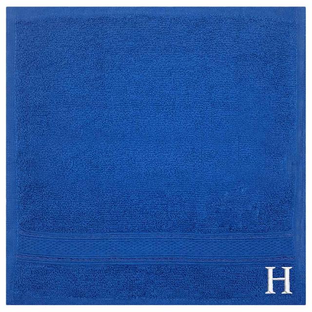 Byft - Letter H Monogrammed Face Towel - 30 x 30 cm - 6pcs - Royal Blue