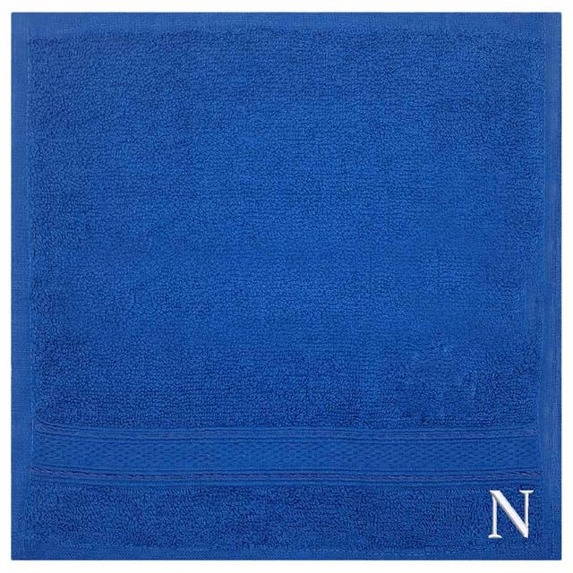 Byft - Letter N Monogrammed Face Towel - 30 x 30 cm - 6pcs - Royal Blue