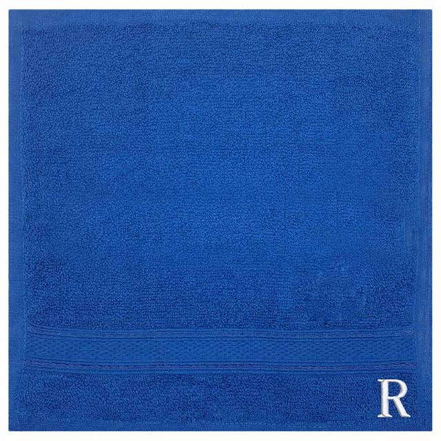 Byft - Letter R Monogrammed Face Towel - 30 x 30 cm - 6pcs - Royal Blue