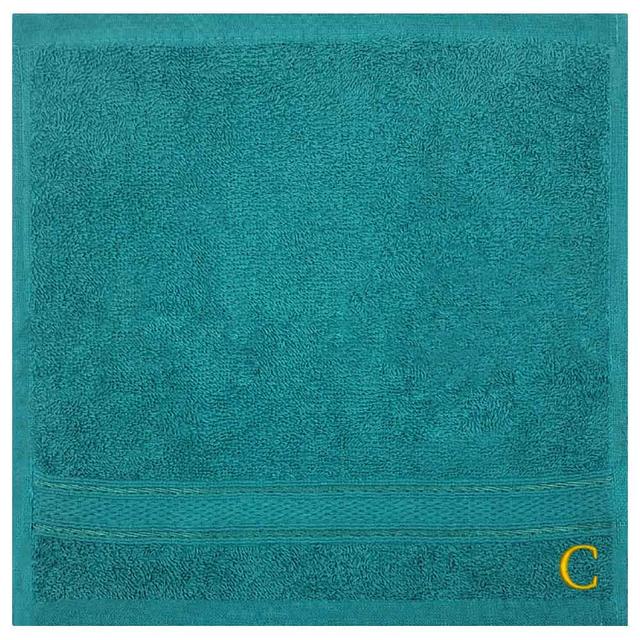 Byft - Letter C Monogrammed Face Towel - 30 x 30 cm - 6pcs - Turquoise Blue