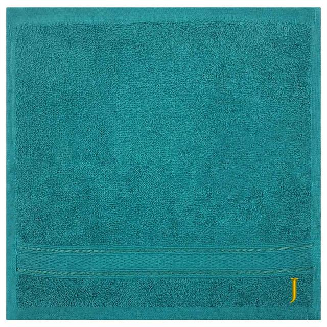 Byft - Letter J Monogrammed Face Towel - 30 x 30 cm - 6pcs - Turquoise Blue