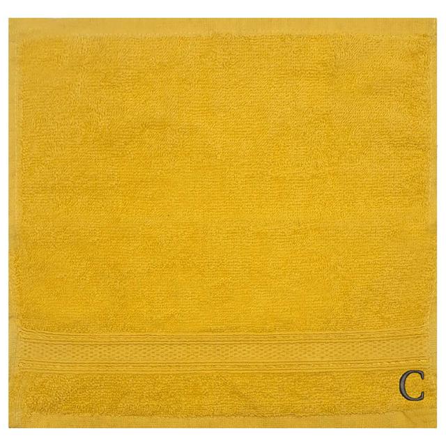 Byft - Letter C Monogrammed Face Towel - 30 x 30 cm - 6pcs - Yellow 