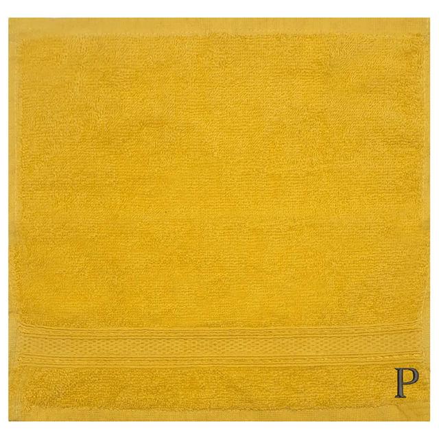 Byft - Letter P Monogrammed Face Towel - 30 x 30 cm - 6pcs – Yellow