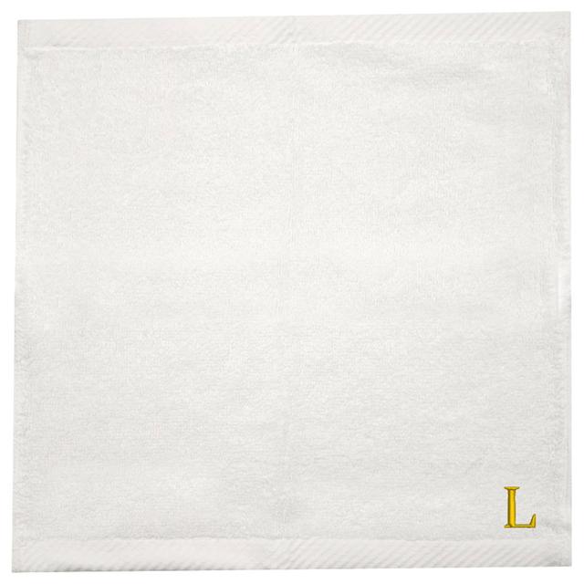 Byft - Letter L Monogrammed Face Towel - 33 x 33 cm - 6pcs - Golden/White