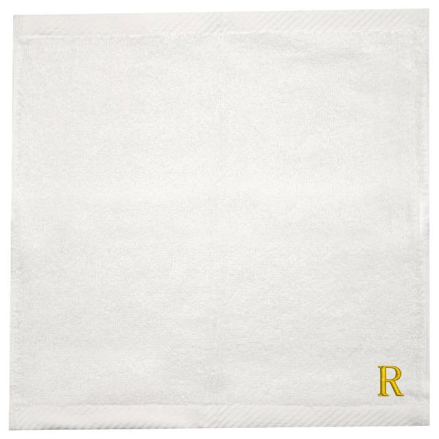 Byft - Letter R Monogrammed Face Towel - 33 x 33 cm - 6pcs - Golden/White