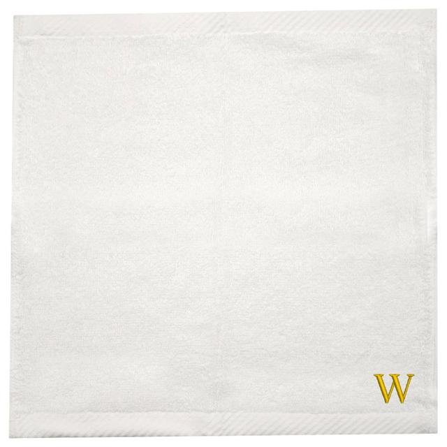 Byft - Letter W Monogrammed Face Towel - 33 x 33 cm - 6pcs - Golden/White