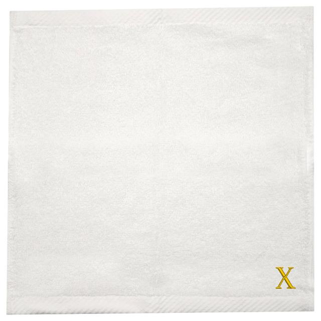 Byft - Letter x Monogrammed Face Towel - 33 x 33 cm - 6pcs - Golden/White