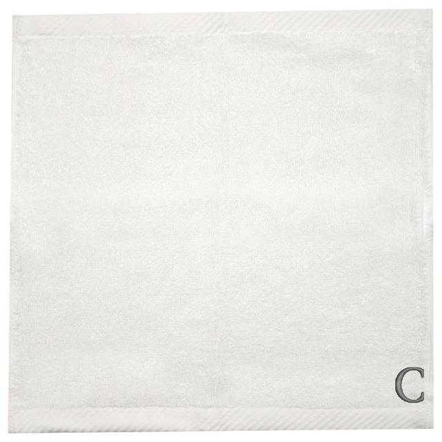 Byft - Letter C Monogrammed Face Towel - 33 x 33 cm - 6pcs - Silver/White