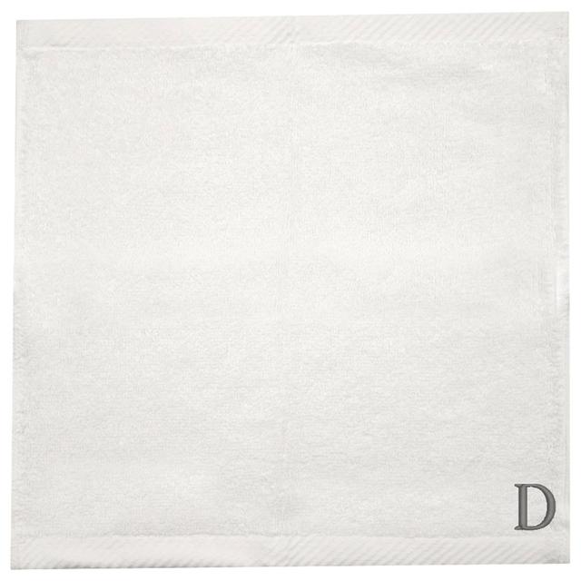 Byft - Letter D Monogrammed Face Towel - 33 x 33 cm - 6pcs - Silver/White