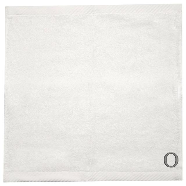 Byft - Letter O Monogrammed Face Towel - 33 x 33 cm - 6pcs - Silver/White