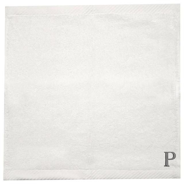 Byft - Letter P Monogrammed Face Towel - 33 x 33 cm - 6pcs - Silver/White