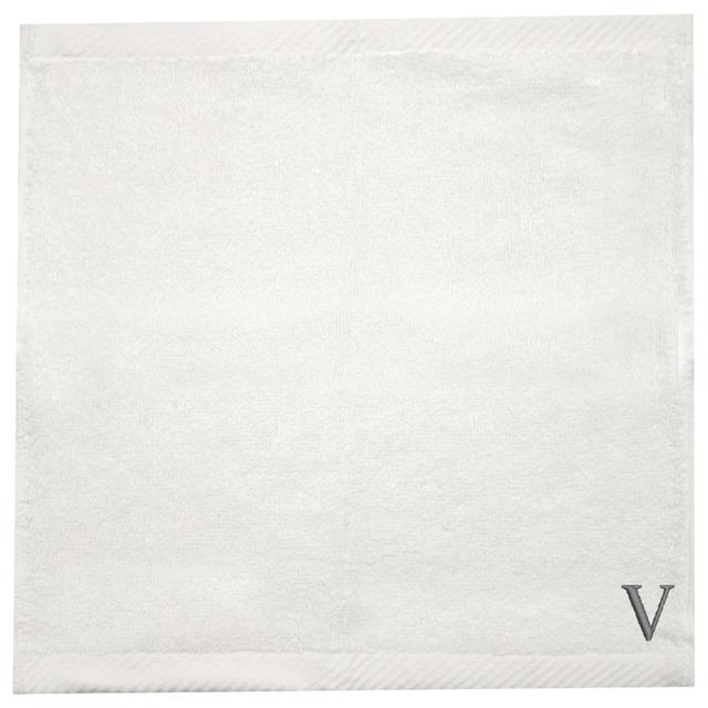 Byft - Letter V Monogrammed Face Towel - 33 x 33 cm - 6pcs - Silver/White