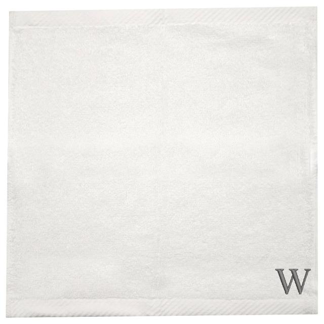 Byft - Letter W Monogrammed Face Towel - 33 x 33 cm - 6pcs - Silver/White