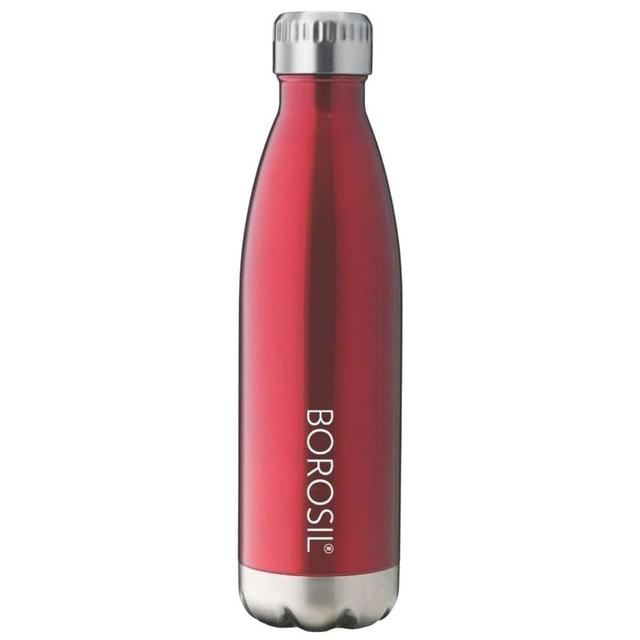 Borosil - Vacuum Insulated Trans Bolt Water Bottle - Red - 750 ml