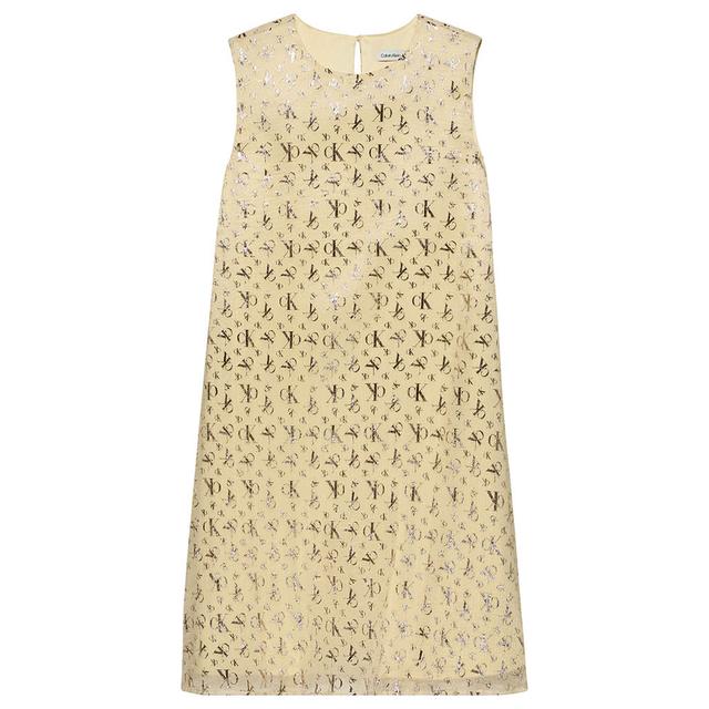 Calvin Klein - Girls Cap Metallic Printed Dress - Vanilla