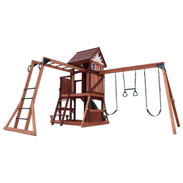 Mountpeak - Vinson Massif Swing Set And Playhouse w/ Wooden Roof