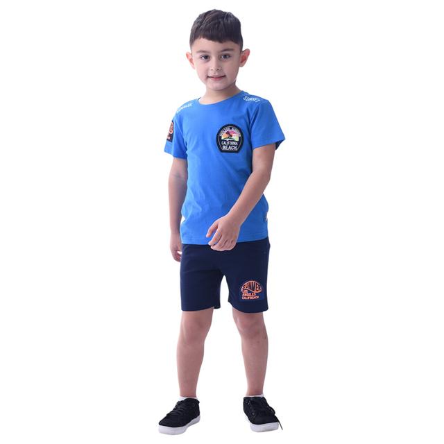 Victor and Jane - 2pc-Set - Boy's Cotton T-Shirt and Shorts - Navy