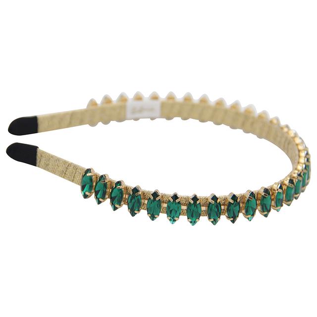 D' Daniela - Girls Amy Headband - Emirald Green Stones