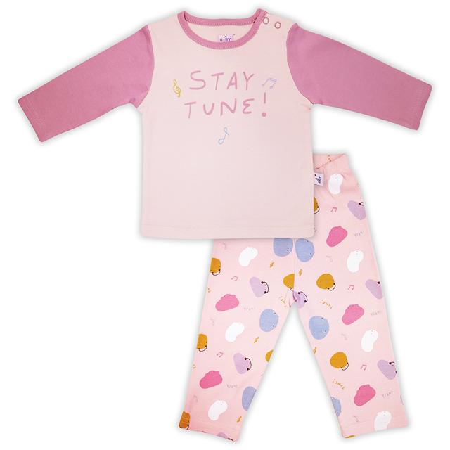 Smart Baby - 2pc-Set - Baby Girl T-Shirt And Pajama Suit - Light Pink