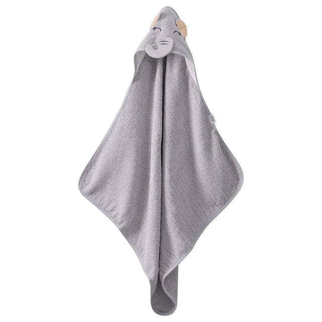 Bebetto - Happy Elephant Hooded Towel - Grey