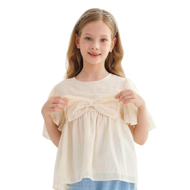 Nexgen Girls - Girl's Round Neck Flare Sleeve Top - Beige