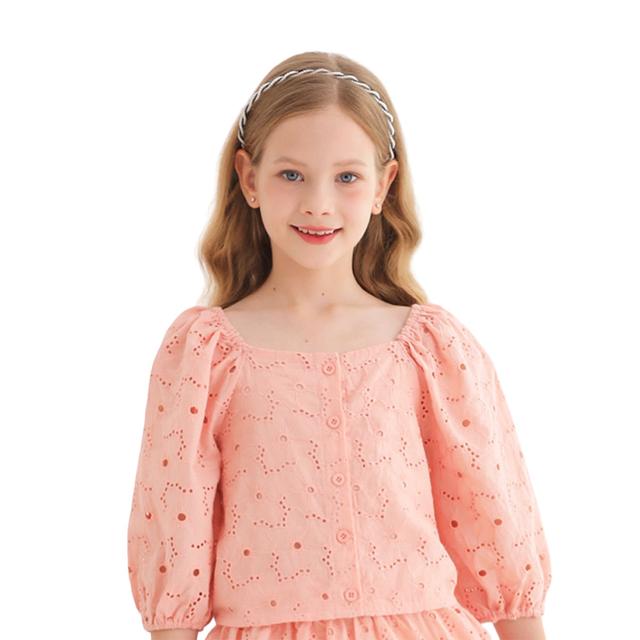 Nexgen Girls - Girl's Square Neck Shorts Sleeve Blouse - Pink