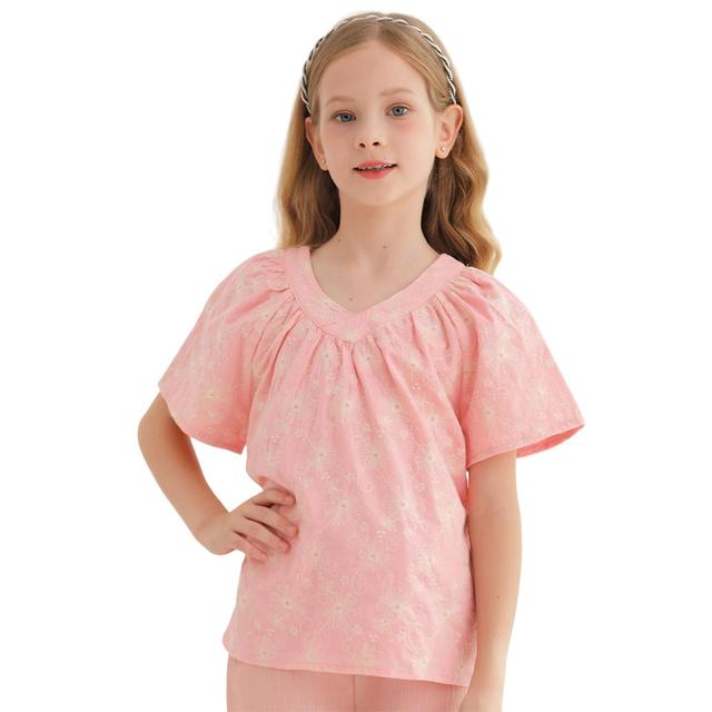 Nexgen Girls - Girl's V-Neck Shorts Sleeve Top - Pink