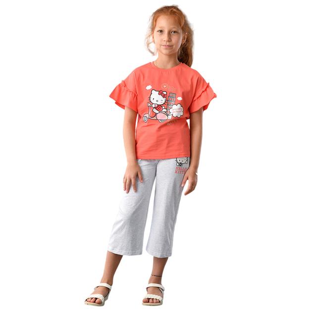 Hello Kitty - 2pc-Set - Girl Top w/ w/ Capri - Red/Grey