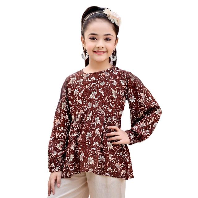 Nexgen Girls - Girl's Printed Long Sleeve Top - Brown