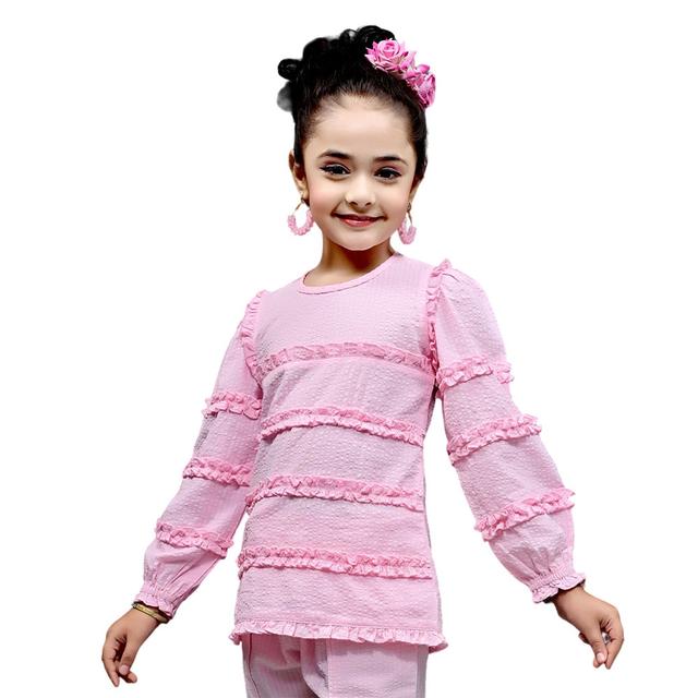 Nexgen Girls - Girl's Long Sleeve Plain Party Top - Pink