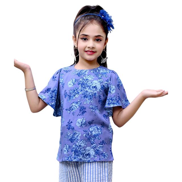 Nexgen Girls - Girl's Flare Sleeve Printed Top - Blue