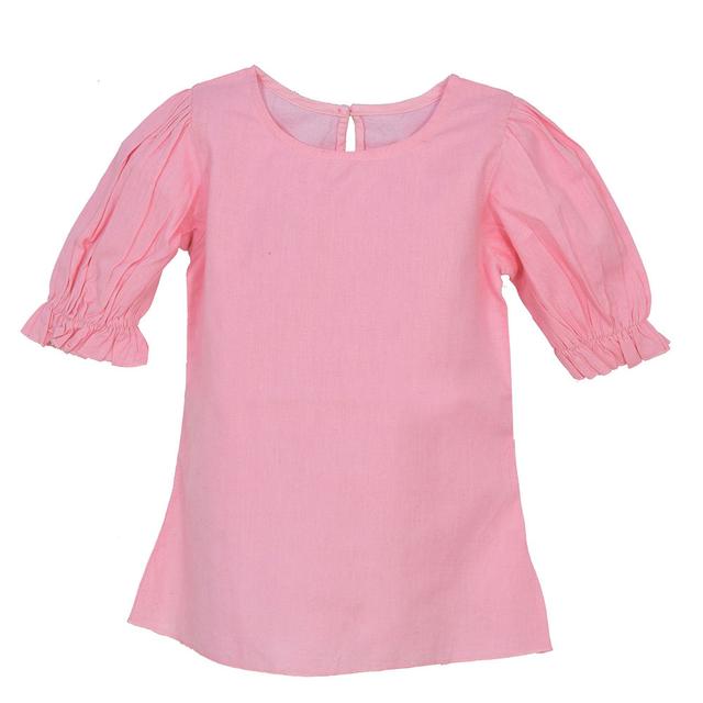 Nexgen Girls - Girl's Round Neck Shorts Sleeve Plain Top - Pink