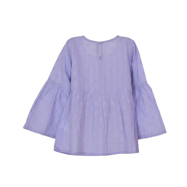 Nexgen Girls - Girl's Round Neck Plain Dobby Top - Lilac