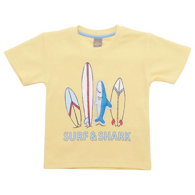 Little Kangaroos - Boy Surf & Shark T-Shirt - Beige