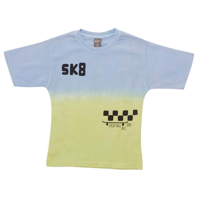 Little Kangaroos - Boy Round Neck T-Shirt - Sky Blue/Green