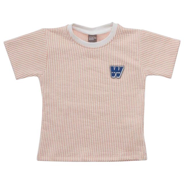 Little Kangaroos - Boy Round Neck T-Shirt - Peach