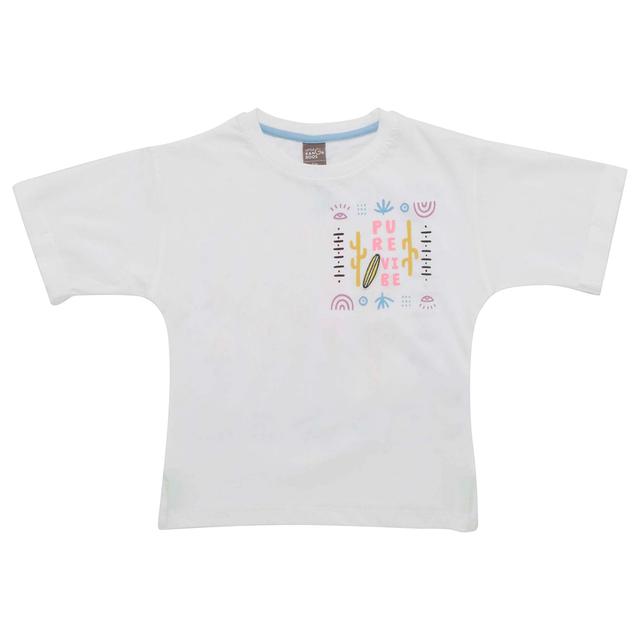 Little Kangaroos - Boy Half Sleeve Round Neck Pure Vibe T-Shirt - White