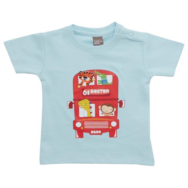 Little Kangaroos - Baby Boy Round Neck T-Shirt - Sky Blue